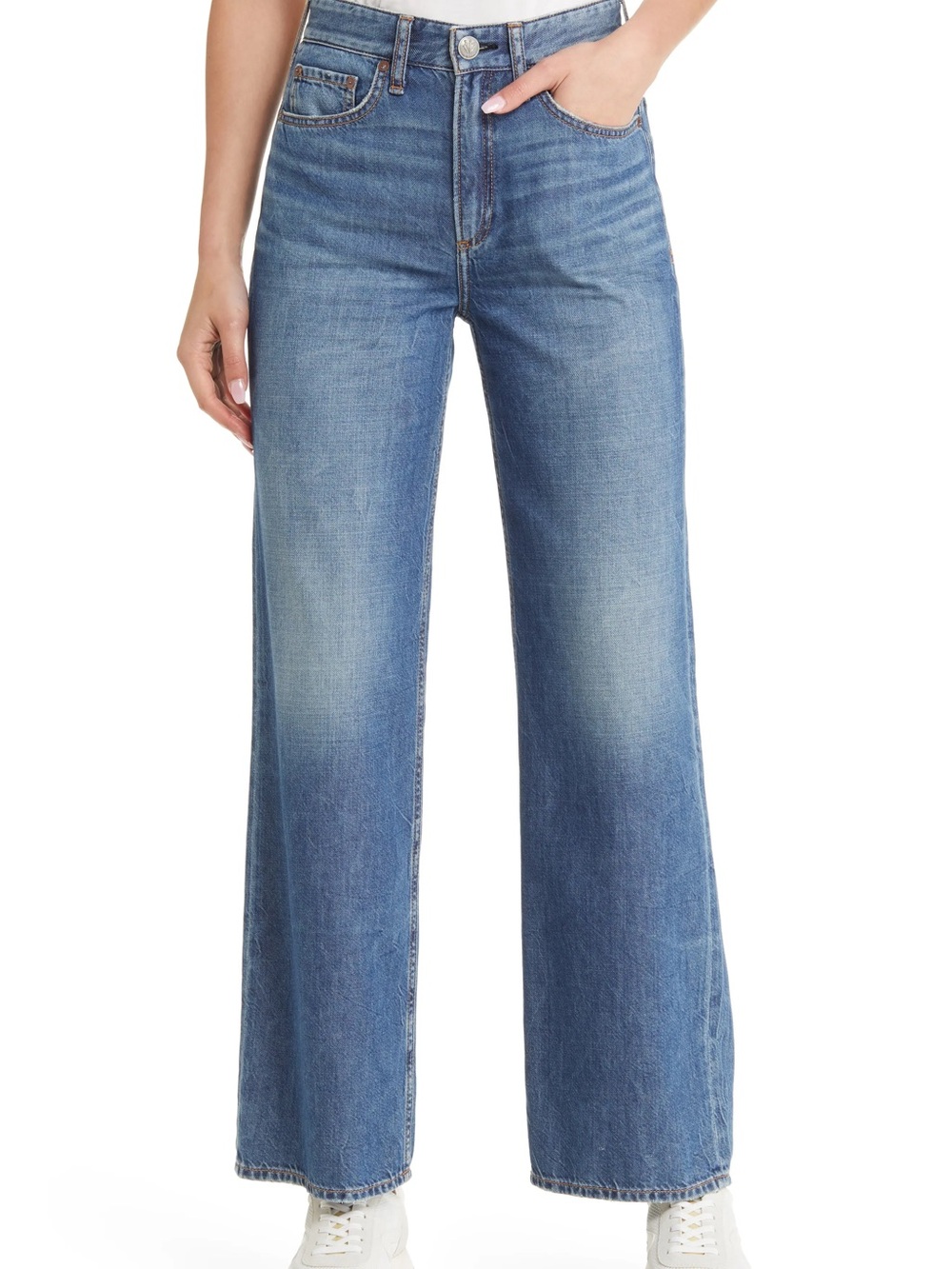rag & bone Featherweight Logan Wide-Leg Jeans in Clover Wash